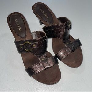 Y2K Brown Wedge Heels Merona Sandals Buckle 8